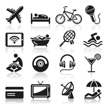 Hotel icons set. Vector illustrations. Stock-Illustration