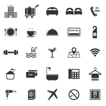 Hotel icons on white background Stock Illustration