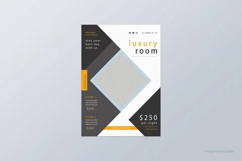Hotel information flyer template with vector design Illustrazione stock