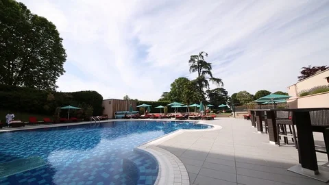 Hotel interior very nice pool Stock Footage 128933085