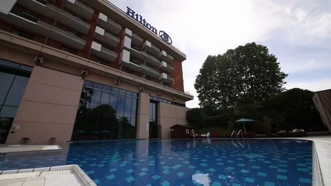 Hotel interior very nice pool 動画素材 128933329