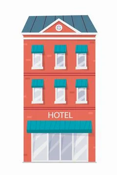 Hotel isolated on vector illustration, flat cartoon modern hotel building. Stock Illustration
