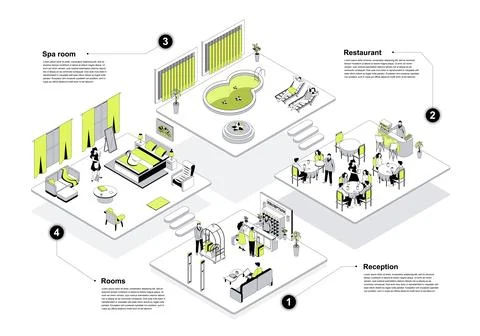 Hotel Isometric Concept 스톡 일러스트