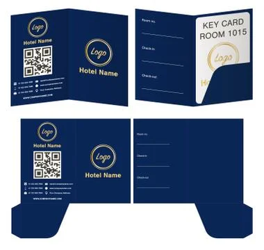Hotel key card holder folder package template Stock Illustration