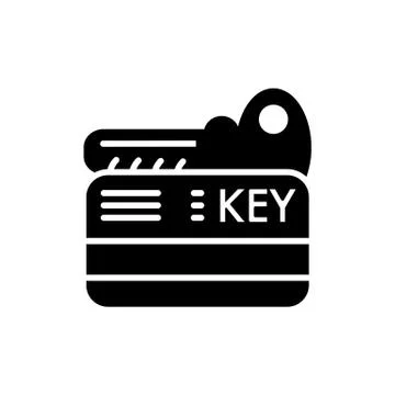 Hotel key vector icon. Isolated on white. solid style. Illustrazione stock