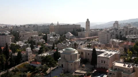 Hotel King David and Jerusalem International YMCA at morning on background Stock Footage 44214847
