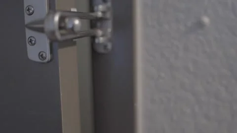 Hotel latch lock opened POV Stock Footage 316188390