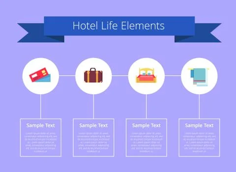 Hotel Life Elements and Text Vector Illustration Stock Illustration