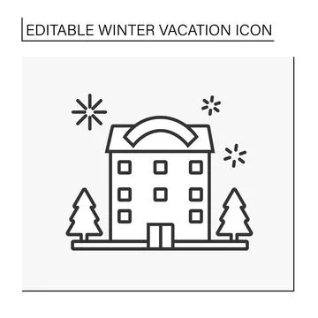 Hotel line icon Stock Illustration