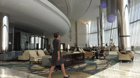 Hotel lobby and restaurant inside Etihad Towers, Abu Dhabi Видео 48864792