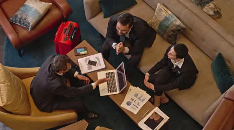 Hotel Lobby for Business Meeting Stock Footage