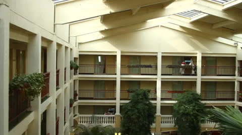 Hotel Lobby Crane Shot Stock Footage 25242402