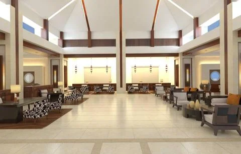 Hotel Lobby Three-dimensional visualization of the hotel lobby Interior. C... 写真素材