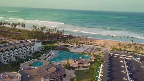 Hotel Macao Beach Punta Cana. Dominican Republic. Aerial drone view Stock Footage 242943540