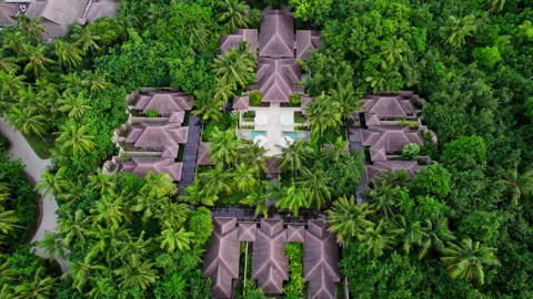 Hotel in the Maldives in palm trees on the beach Stock Footage 282345545