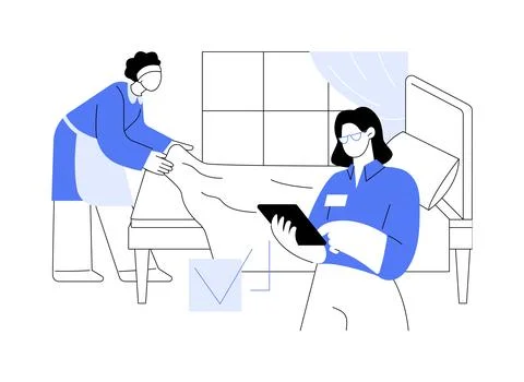 Hotel management isolated cartoon vector illustrations. Ilustración de archivo