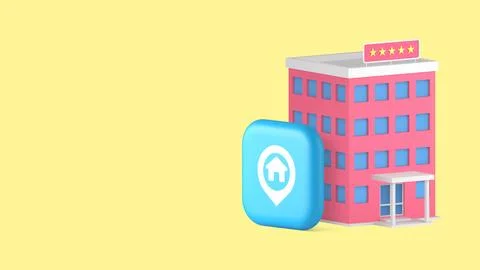Hotel map location address navigation GPS direction pointer copy space banner Stock Illustration