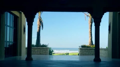 Hotel Mazagan Morocco and the ocean waves Stock Footage