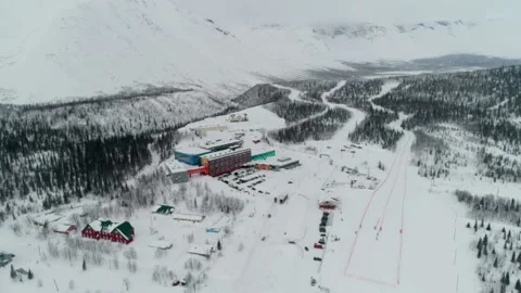 Hotel in the middle of a mountain valley Video stock 102205508