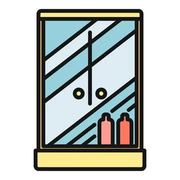 Hotel minibar refrigerator with cold drinks icon Stock Illustration