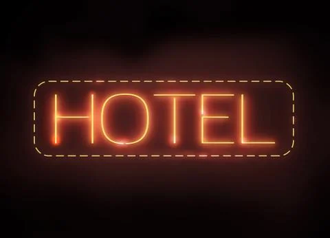 Hotel neon sign Stock Illustration