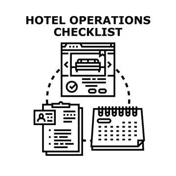 Hotel operations checklist planning management and schedule Stock Illustration