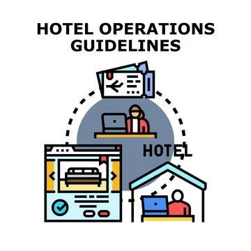 Hotel operations guidelines for management and services process Illustrazione stock