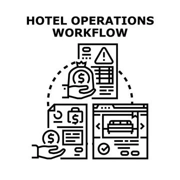Hotel operations workflow planning and administration concept イラスト素材