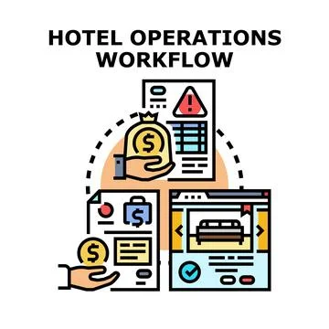 Hotel operations workflow planning and administration concept Stock Illustration