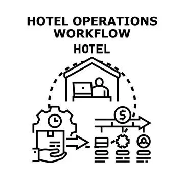 Hotel operations workflow process management system Illustrazione stock