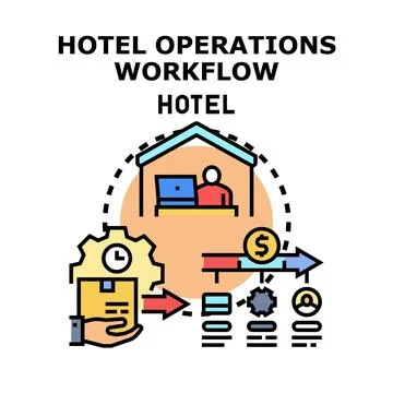 Hotel operations workflow process management system 스톡 일러스트