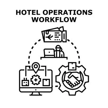 Hotel operations workflow process managing guest services Stock Illustration