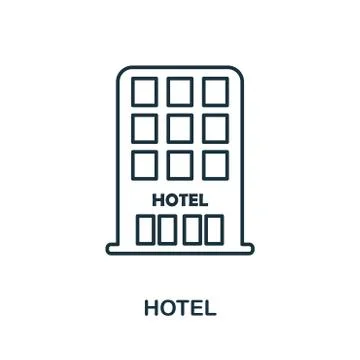 Hotel outline icon. Simple element illustration. Hotel icon sign design from Illustrazione stock