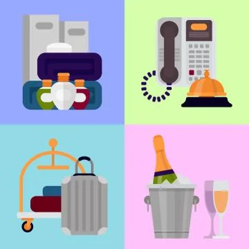 Hotel personal professional service objects executive help hostel tools vector Ilustración de archivo