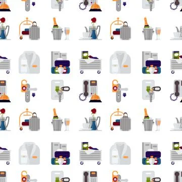 Hotel personal professional service objects executive help hostel tools seamless Ilustración de archivo