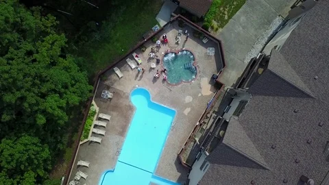 Hotel Pool Aerial Stock Footage 82314588