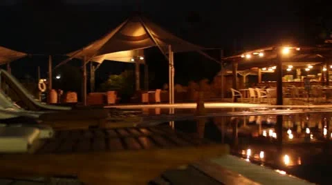 Hotel pool at night Stock-Footage 20587175