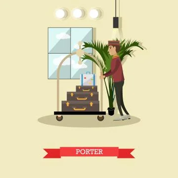 Hotel porter concept vector illustration in flat style Stock Illustration