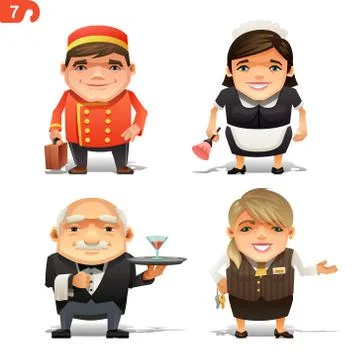 Hotel professions set Stock Illustration