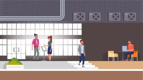 Hotel Reception and Lobby Interior with Character Stock Illustration