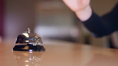 Hotel Reception Bell. Close-up. 4K Stock Footage 75936760