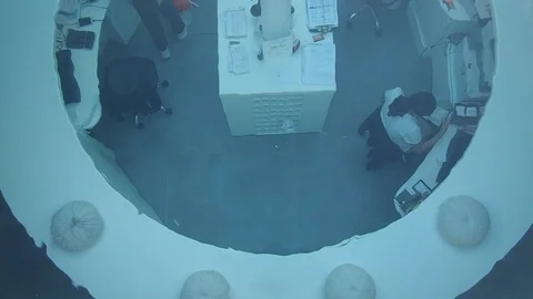 Hotel Reception Checking inn Above Though Water Pool Video stock 99351516