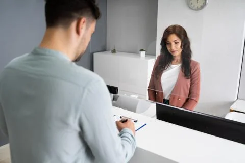 Hotel Reception Desk Foto stock
