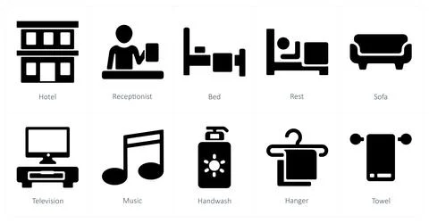 Hotel, receptionist, bed Stock Illustration
