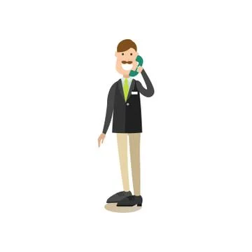 Hotel receptionist concept vector illustration in flat style Stock Illustration