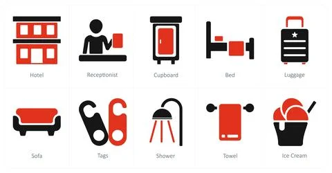 Hotel, receptionist, cupboard Stock Illustration