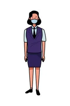 Hotel receptionist female worker using face mask for covid19 Illustrazione stock