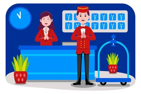 Hotel Receptionist Profession Illustrazione stock