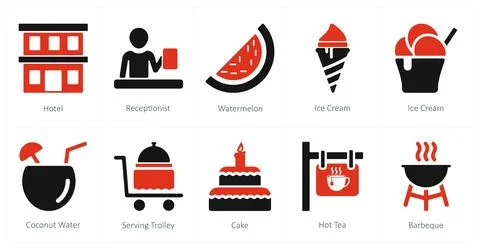 Hotel, receptionist, watermelon Stock Illustration