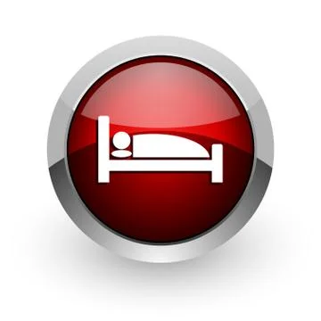 Hotel red circle web glossy icon. Stock Illustration